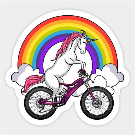 Unicorn Riding Bike - Unicorn Riding Bicycle - Sticker | TeePublic