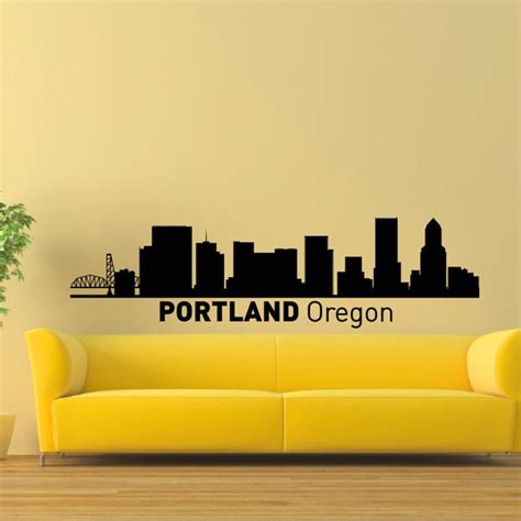 Shop Portland Oregon Skyline City Silhouette Vinyl Wall Art Decal Sticker - Free Shipping On ...