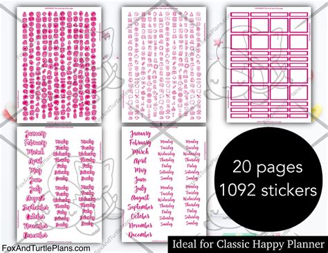 Printable Happy Planner Stickers Classic Planner Essentials Hot Pink ...