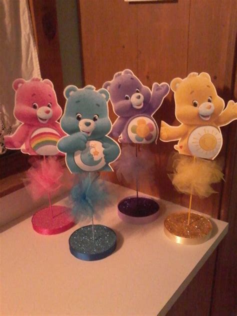 Set of 4 Care Bear Themed Birthday Party Centerpieces | Care bear birthday, Care bears birthday ...