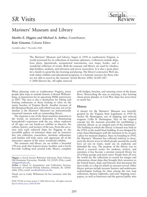 (PDF) Mariners' Museum and Library