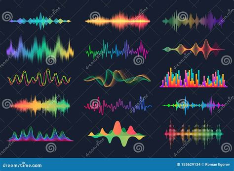 Sound Frequency Waves. Analog Curved Signal Symbols. Audio Track Music ...