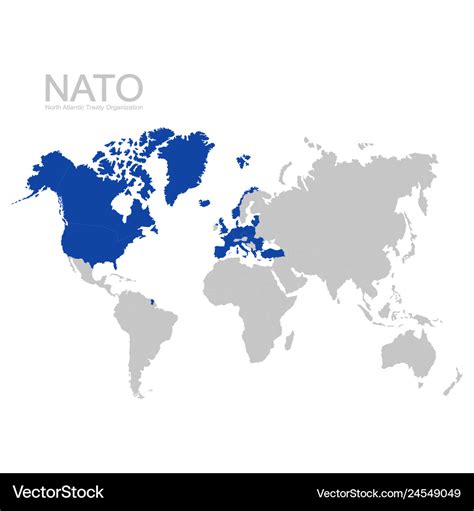 World map with nato member state Royalty Free Vector Image