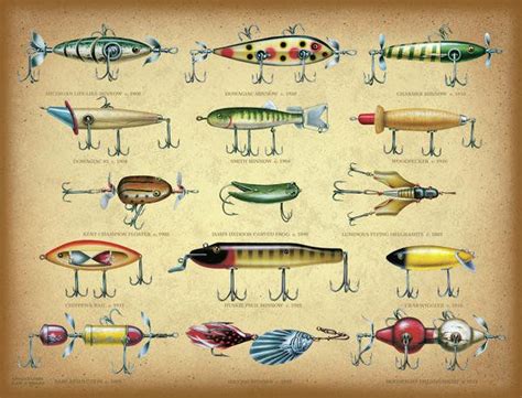 Antique Lures Brown Art Print by JQ Licensing | Antique fishing lures ...