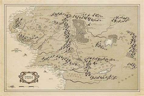 LOTR Canvas Print Poster FRAMED Map of Middle Earth LORD OF THE RINGS Art Prints gingfood Art