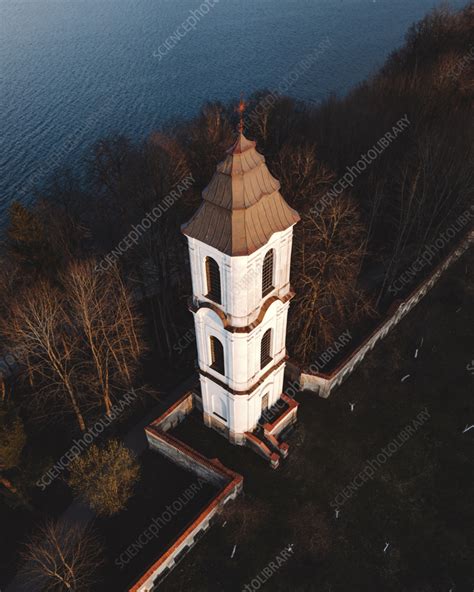 Aerial view of monastery bell tower, Kaunas city, Lithuania - Stock ...