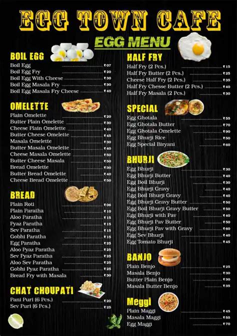 Menu at THE EGG TOWN CAFE, Indore