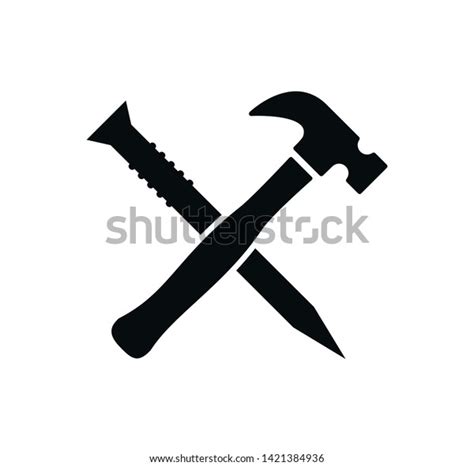 Hammer Nail Icon Vector Flat Style Stock Vector (Royalty Free) 1421384936