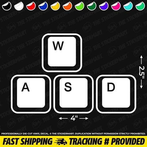 WASD Gaming Keyboard Keys 4x2.5 Vinyl Decal | Etsy