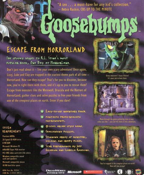 Goosebumps: Escape from Horrorland (1996) Windows box cover art - MobyGames