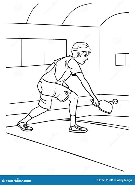 Pickleball Coloring Page for Kids Stock Vector - Illustration of paddle ...