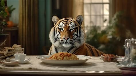 Premium AI Image | Tiger Oscar is waiting for dinner Generative AI