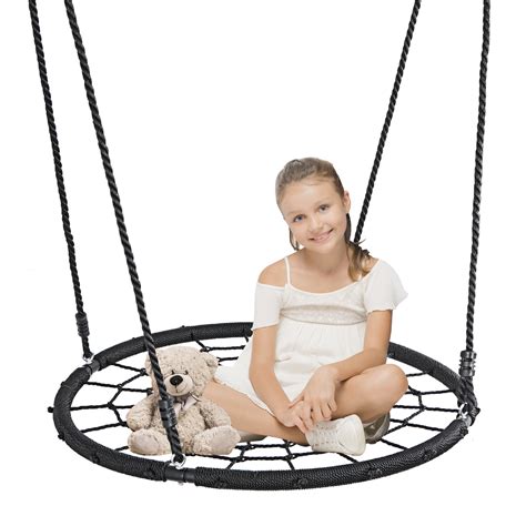 40'' Spider Web Tree Swing Net Swing Platform Rope Swing 71" Detachable Nylon Rope Swivel, Max ...