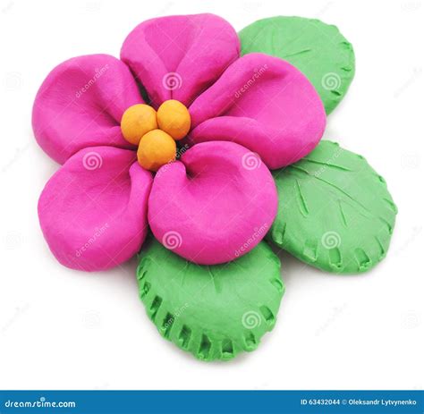 Plasticine flower. stock photo. Image of childhood, closeup - 63432044