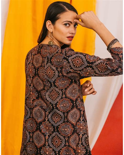 Black ajrakh print kurta by Raasleela | The Secret Label