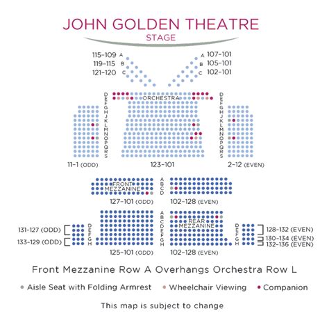 John Golden Theatre Broadway Seating Charts