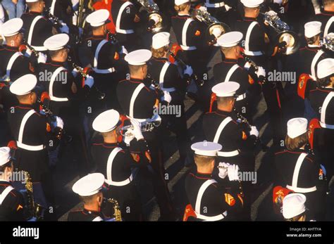 United States Marine Band Marching in Parade Pasadena California Stock Photo - Alamy