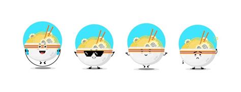 Premium Vector | Cute ramen character collection