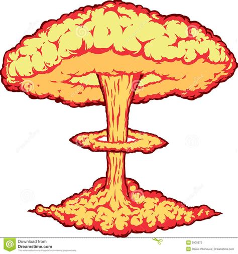 Illustration about Stylized drawing of a nuclear explosion. Illustration of heat, fire, fusion ...