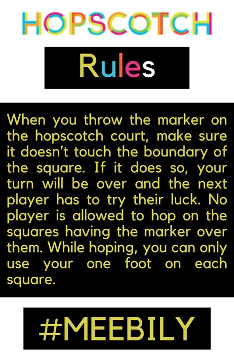 Hopscotch Rules | Hopscotch, Trivia questions, Time games