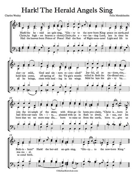 Free Choir Sheet Music – Hark! The Herald Angels Sing – Michael Kravchuk