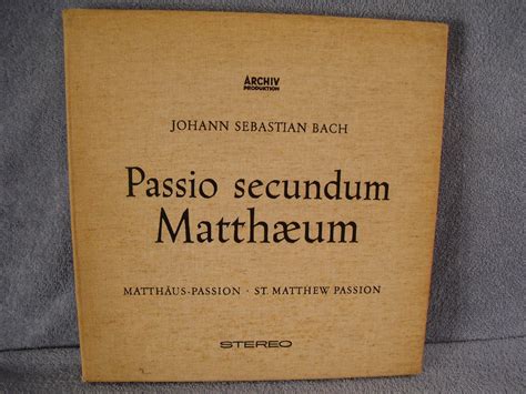 popsike.com - Bach, Passio Secundum Matthaeum BVW 244, Archive ARC 73125/28, 4 LP Box, + Book ...