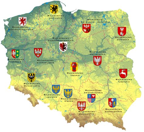 Poland physical map with administrative divisions by Samogost on DeviantArt