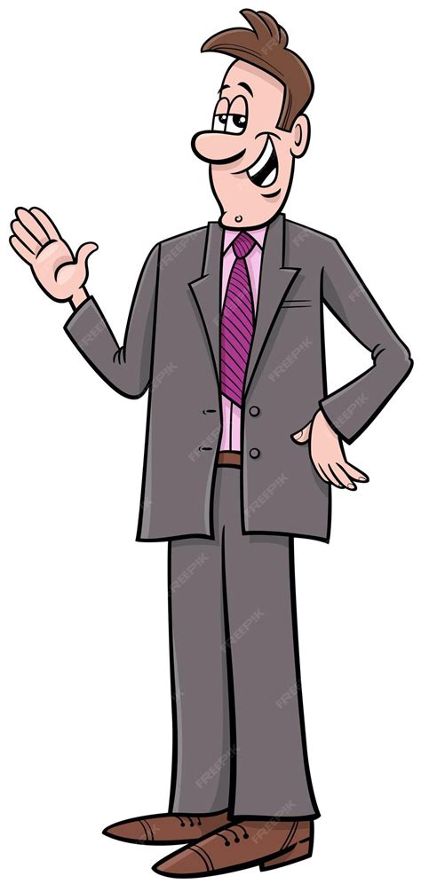 Premium Vector | Cartoon illustration of happy businessman character in suit