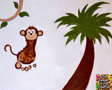 Monkey Footprints - The Keeper of the Cheerios | Footprint crafts, Handprint crafts, Monkey crafts