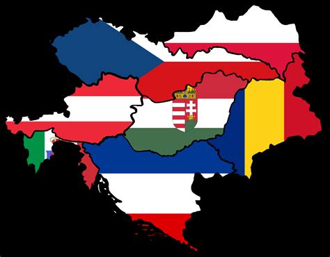 Flag map of the Austrian-Hungarian empire with post ww1 borders ...