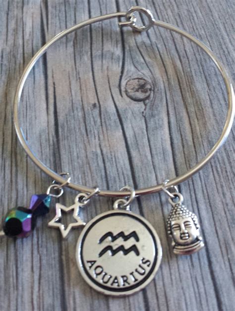 Aquarius Charm Bracelet Aquarius Bracelet Zodiac Bracelet - Etsy