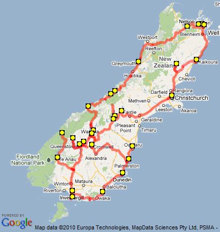 New Zealand Map South Island Road Map