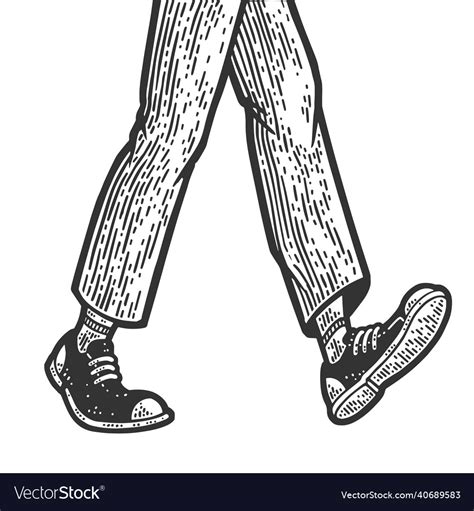 Walking feet sketch Royalty Free Vector Image - VectorStock