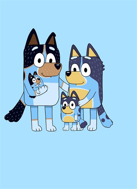 Just for fun I drew my family as blue heelers! : r/bluey