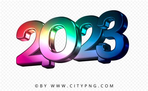 2023 Blue Green Glitter 3D New Year Text Logo | Citypng