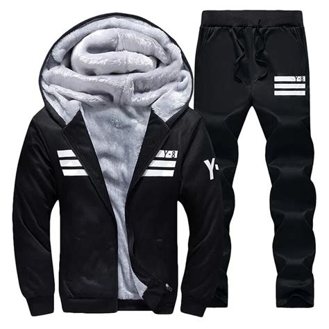 Winter Hoodie Tracksuit Set Men Brand Clothing Thick Velvet Warm ...