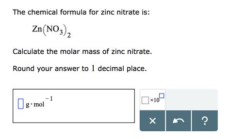 The chemical formula for zinc nitrate is: Zn(NO3)2 | Chegg.com