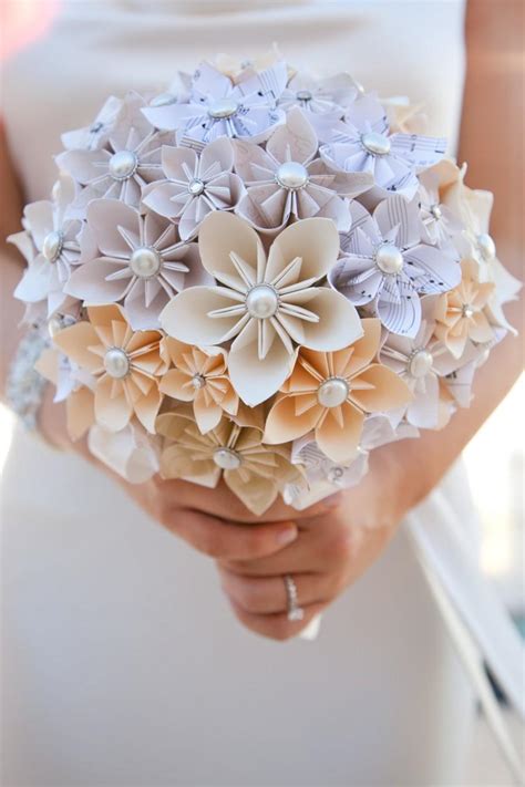 Unique Alternative Paper Flower Wedding Bouquet #2453069 - Weddbook