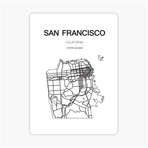 "San Francisco White Map" Sticker by stylishbig | Redbubble