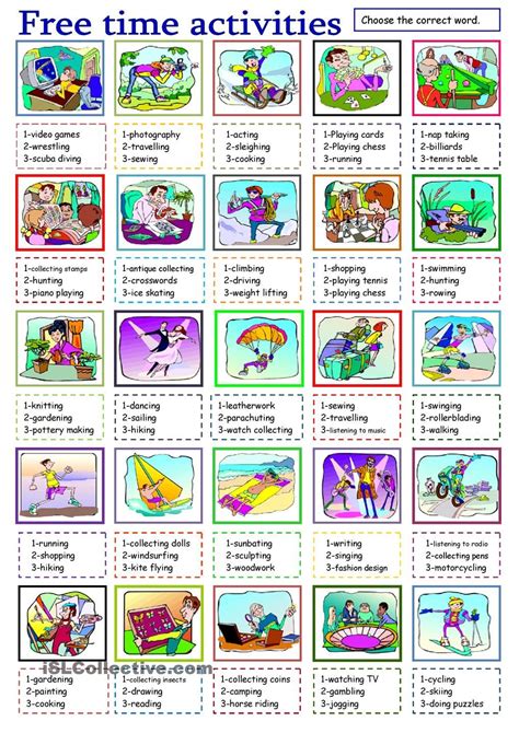 free time activities | Learn English | Pinterest | Time activities, Free time and Activities