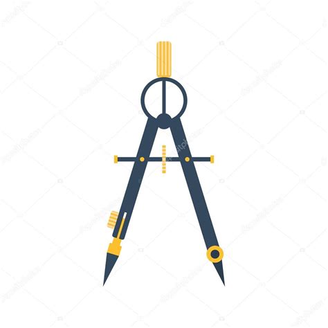 Drawing compass. Flat icon vector. Technical tool architect, eng Stock ...