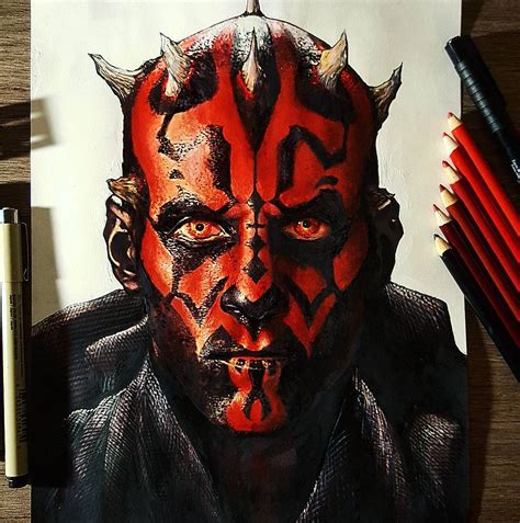 Here's my drawing of Darth Maul, 9x12. Hope you like it! : r/pics