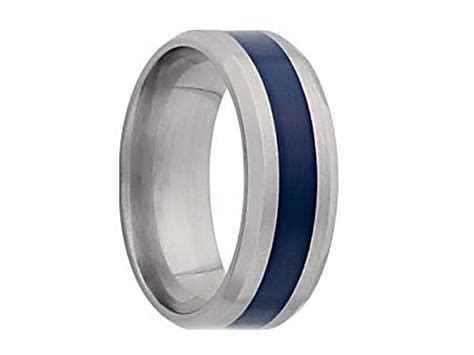 Titanium Wedding Bandtitanium Wedding Ringblue Inlay Color - Etsy