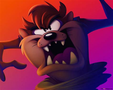 Taz-mania comic character pose colorful background 2K wallpaper download