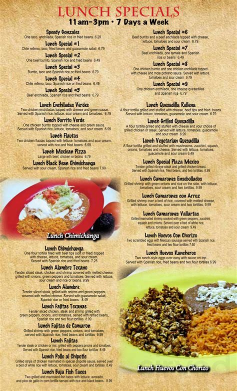 Plaza Mexico Mexican Restaurant Bar & Grill menu in Petersburg, Virginia