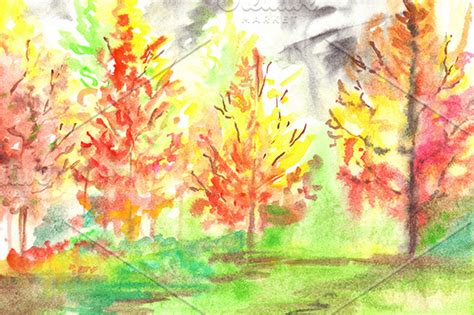 Watercolor autumn forest landscape | Creative Daddy