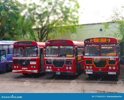 Bus Station in Sri Lanka. Parking Old Red Buses Editorial Stock Photo - Image of asian, local ...