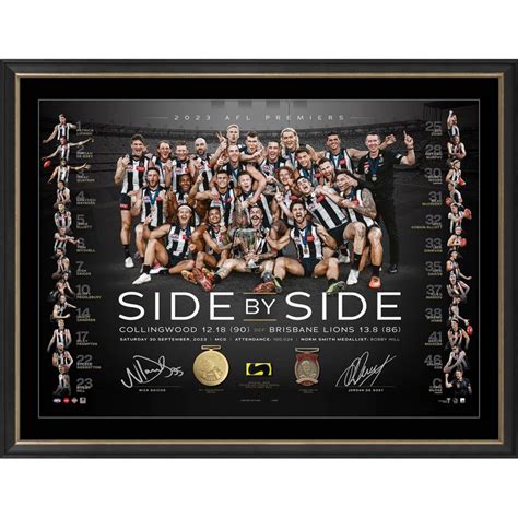 COLLINGWOOD MAGPIES NICK DAICOS AND JORDAN DE GOEY 2023 PREMIERS DUAL SIGNED LITHOGRAPH ...