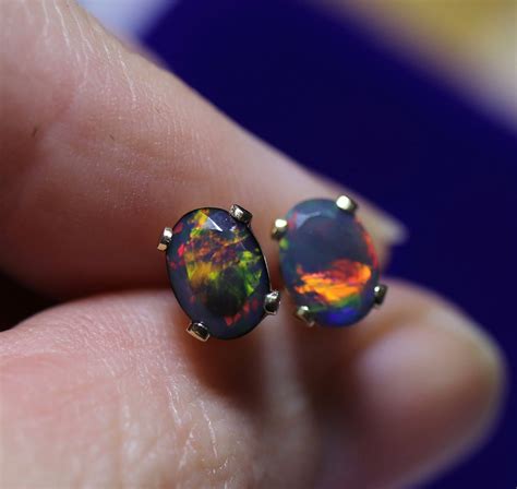 Fire opal earrings, opal stud earrings, fire opal studs, natural fire ...