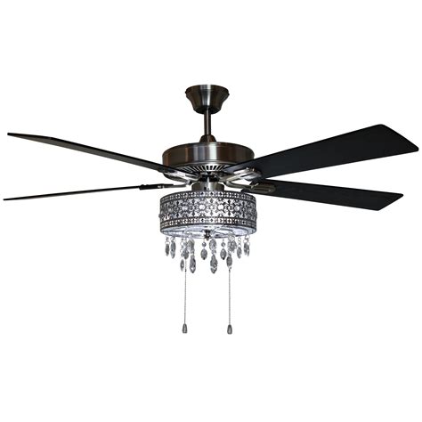 White Crystal Chandelier Ceiling Fan | Shelly Lighting